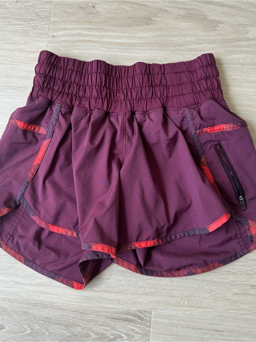 Lululemon Deep Plum with Red Trim Shorts